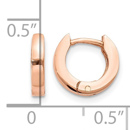 14k Rose Gold Round Hinged Hoop Earrings