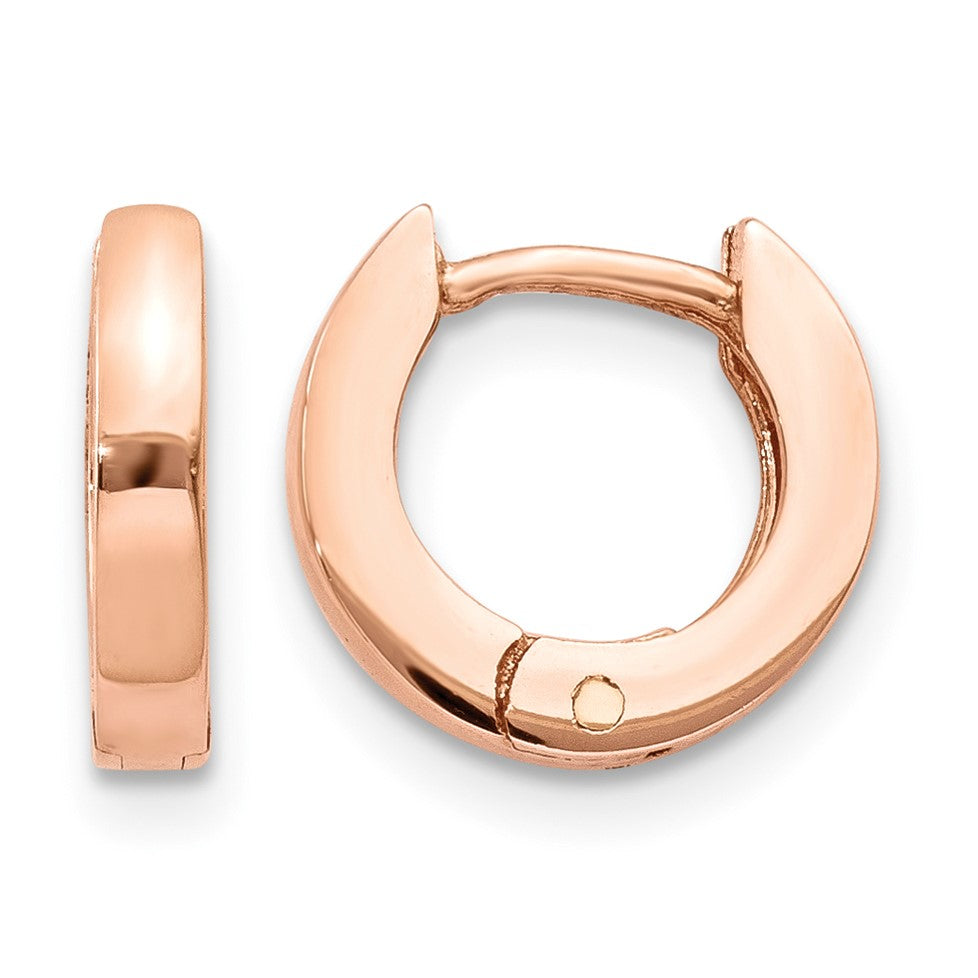 14k Rose Gold Round Hinged Hoop Earrings