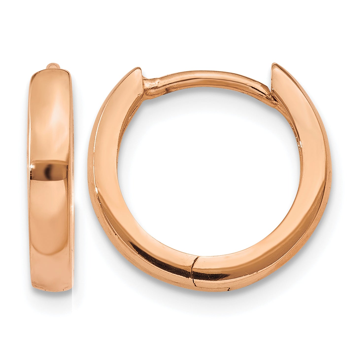 14k Rose Gold 1.8mm Round Hinged Hoop Earrings