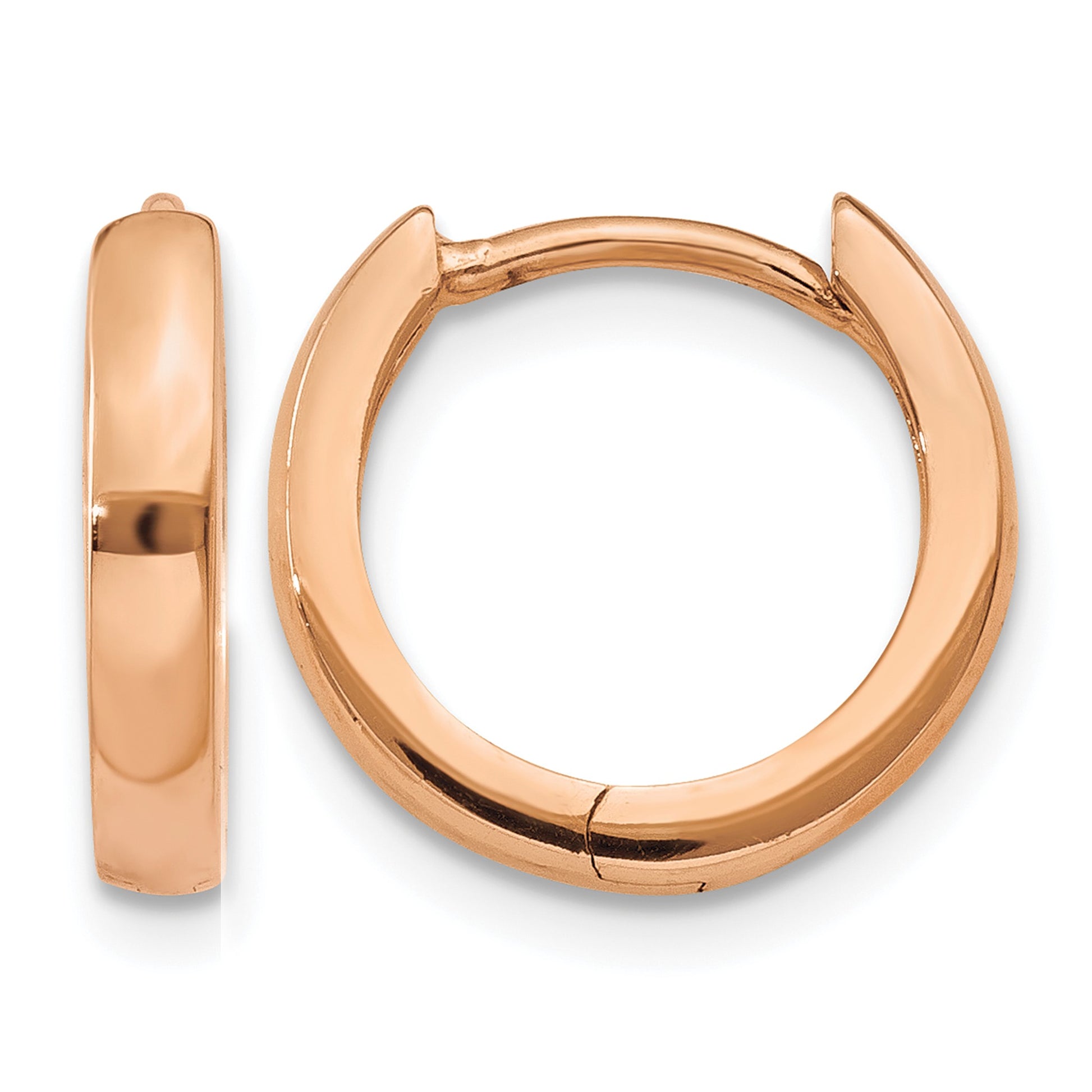 14k Rose Gold 1.8mm Round Hinged Hoop Earrings