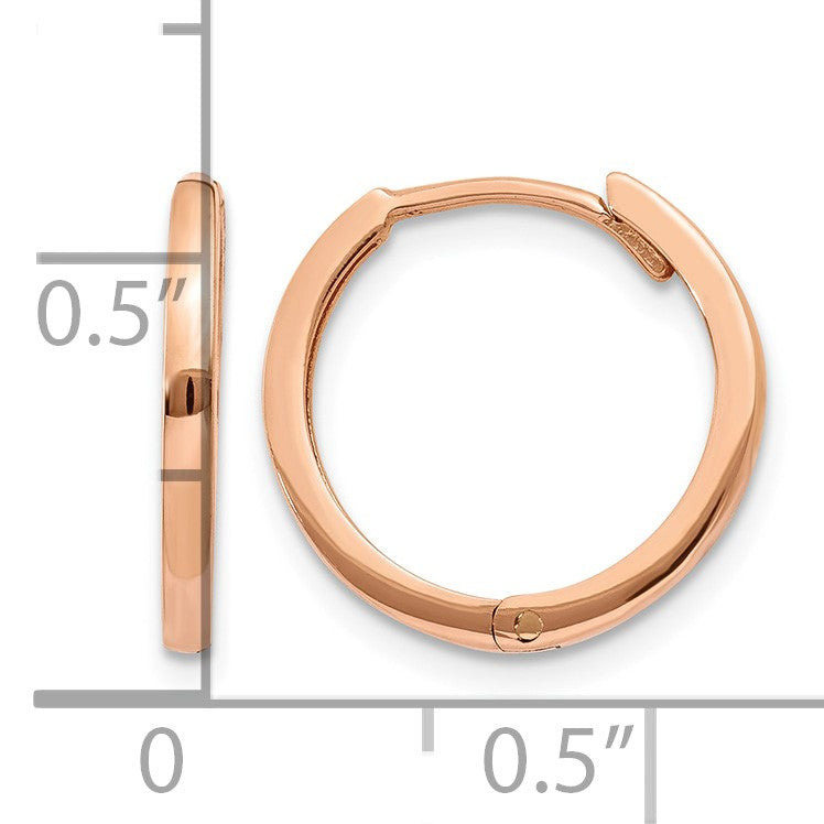 14k Rose Gold Round Hinged Hoop Earrings
