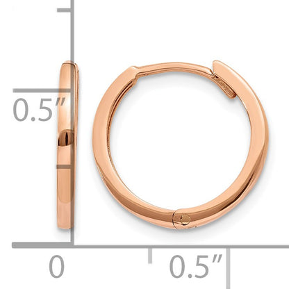 14k Rose Gold Round Hinged Hoop Earrings