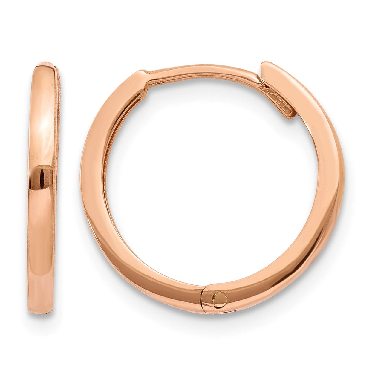 14k Rose Gold Round Hinged Hoop Earrings