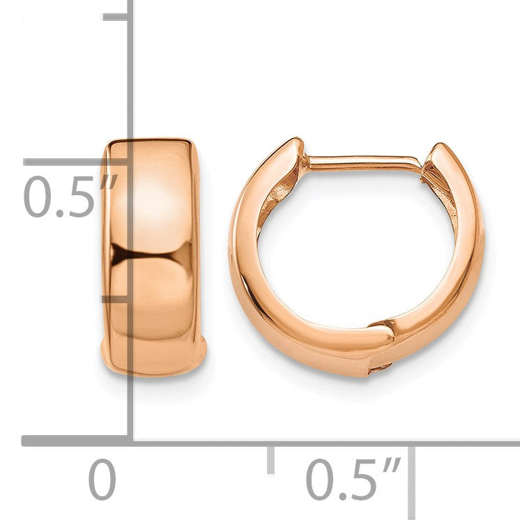 14K Rose Gold Hinged Hoop Earrings