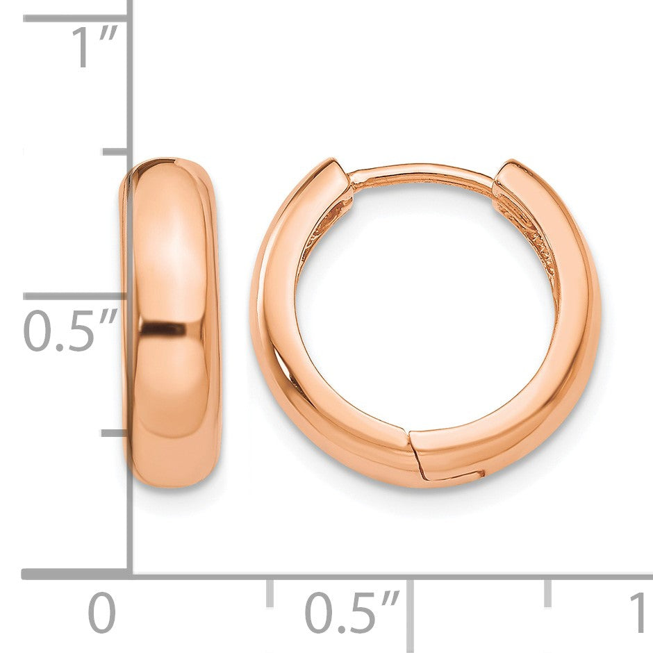 14k Rose Gold Round Hinged Hoop Earrings