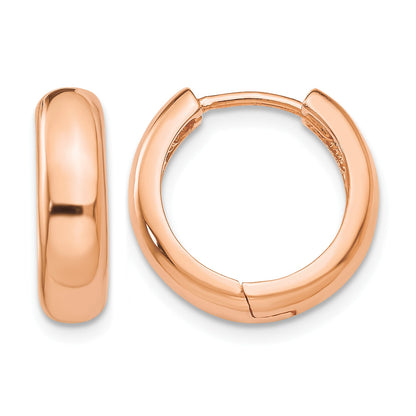 14k Rose Gold Round Hinged Hoop Earrings
