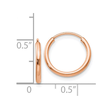 14k Rose Gold Polished Endless Tube Hoop Earrings