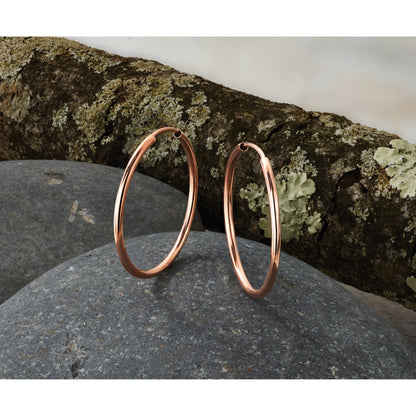 14k Rose Gold 1.5x26mm Polished Endless Tube Hoop Earrings