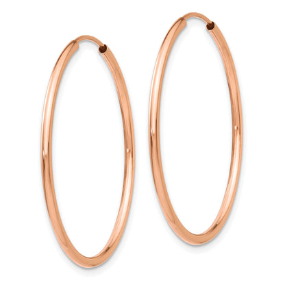 14k Rose Gold 1.5x30mm Polished Endless Tube Hoop Earrings