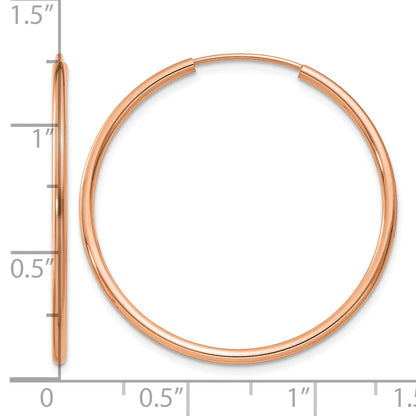 14k Rose Gold 1.5x30mm Polished Endless Tube Hoop Earrings