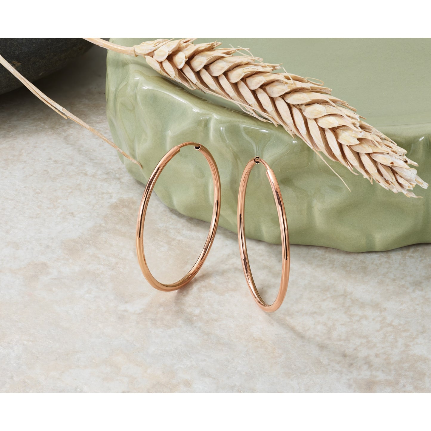 14k Rose Gold 1.5x30mm Polished Endless Tube Hoop Earrings