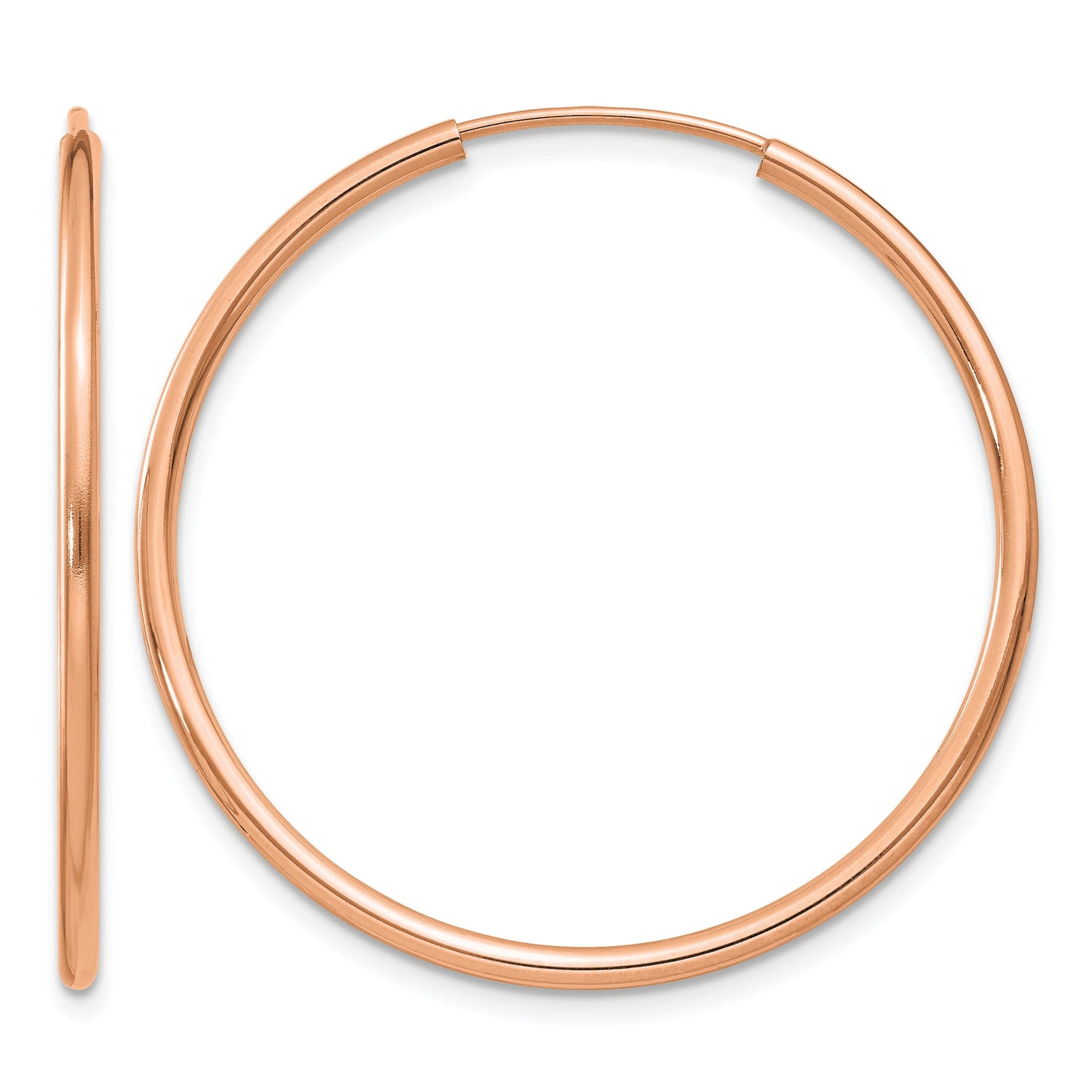 14k Rose Gold 1.5x30mm Polished Endless Tube Hoop Earrings