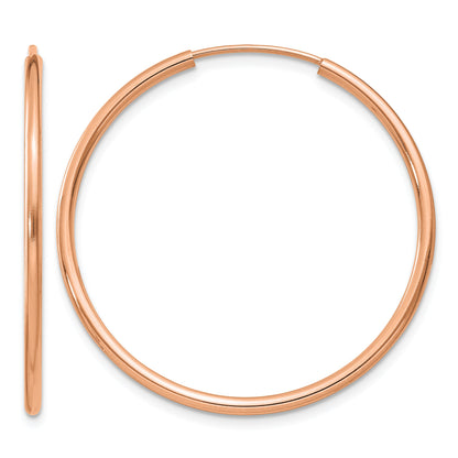 14k Rose Gold 1.5x30mm Polished Endless Tube Hoop Earrings