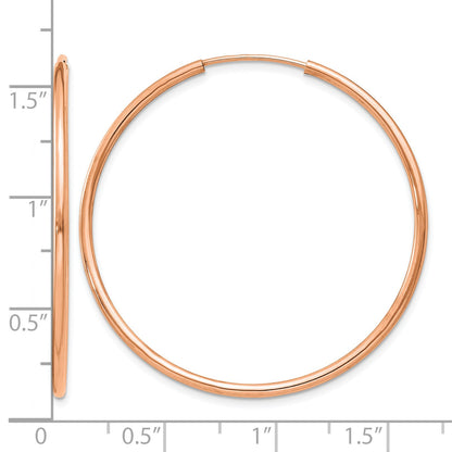 14k Rose Gold 1.5x38mm Polished Endless Tube Hoop Earrings