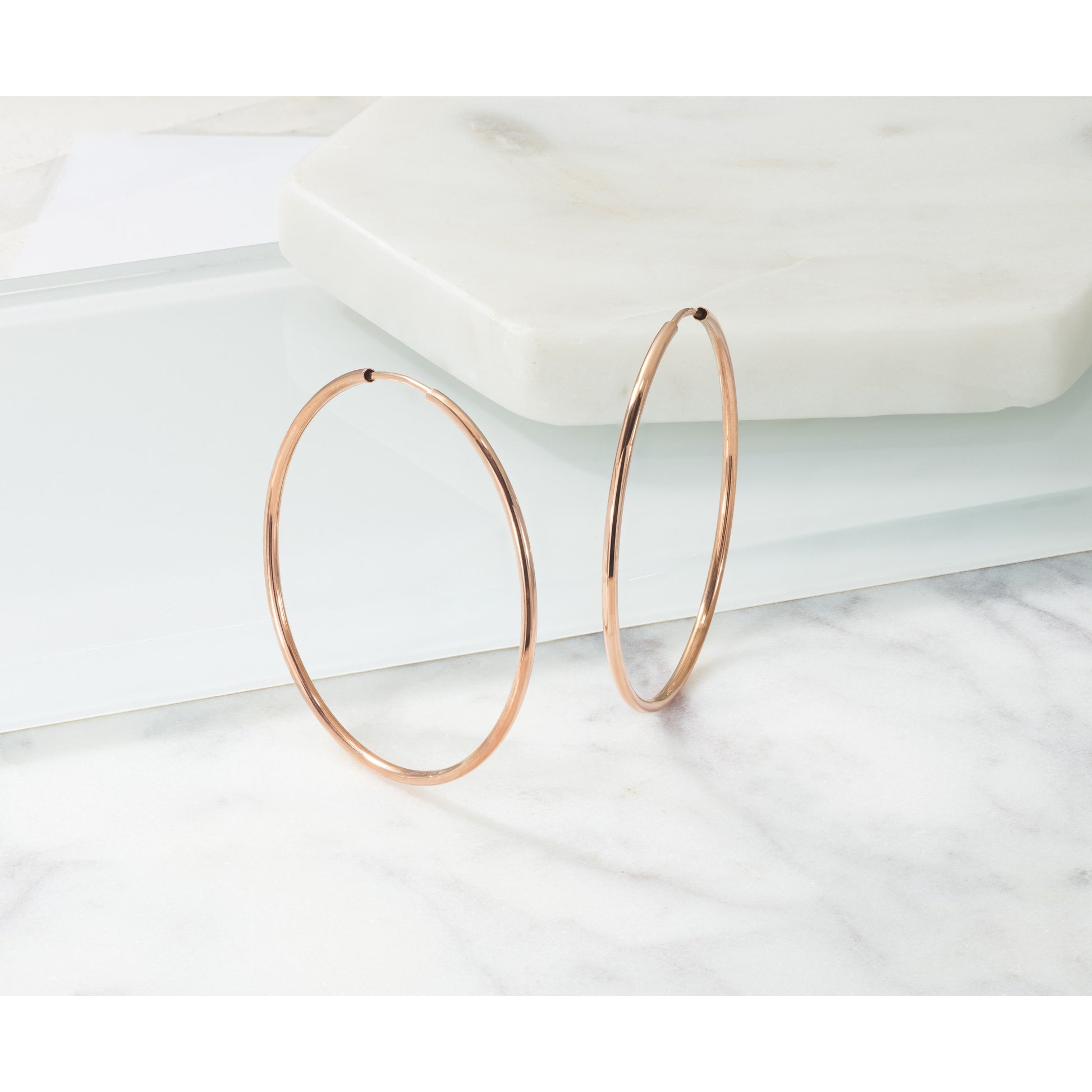 14k Rose Gold 1.5x38mm Polished Endless Tube Hoop Earrings