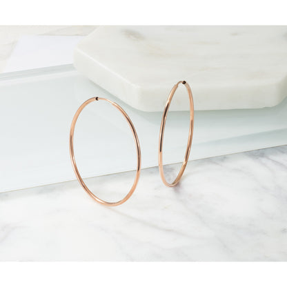 14k Rose Gold 1.5x38mm Polished Endless Tube Hoop Earrings