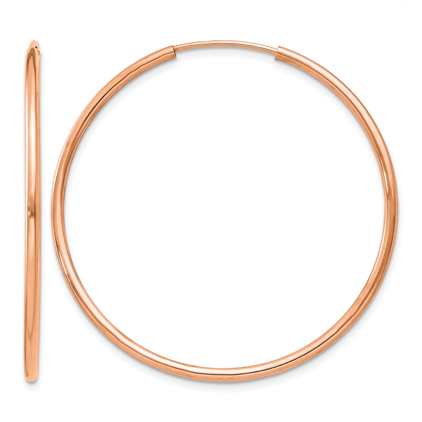 14k Rose Gold 1.5x38mm Polished Endless Tube Hoop Earrings