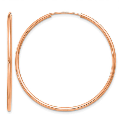 14k Rose Gold 1.5x38mm Polished Endless Tube Hoop Earrings