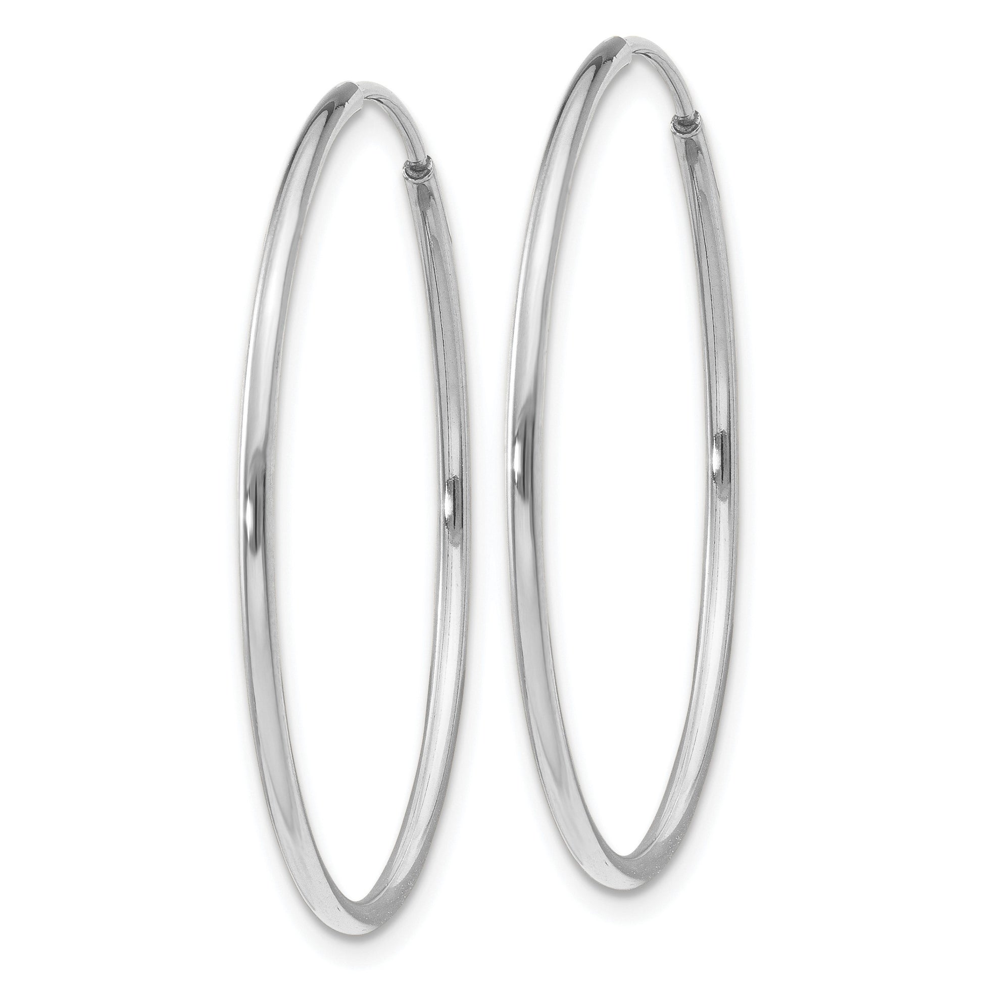 14k White Gold 1.2x30mm Polished Endless Tube Hoop Earrings