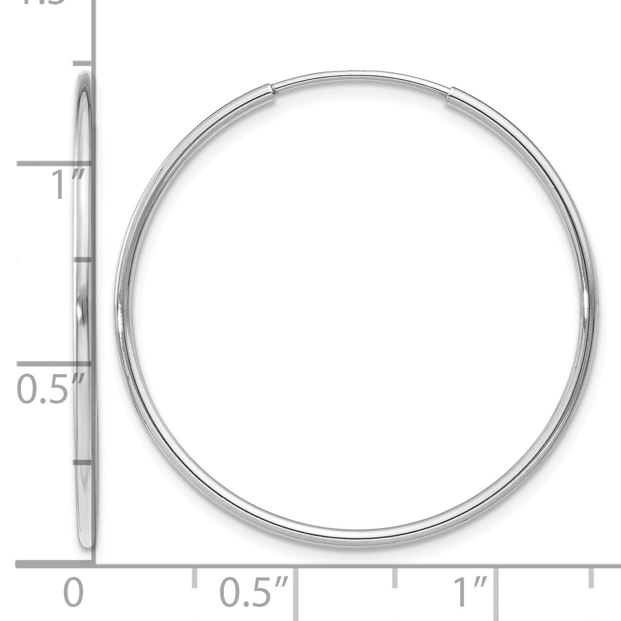 14k White Gold 1.2x30mm Polished Endless Tube Hoop Earrings