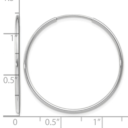 14k White Gold 1.2x30mm Polished Endless Tube Hoop Earrings