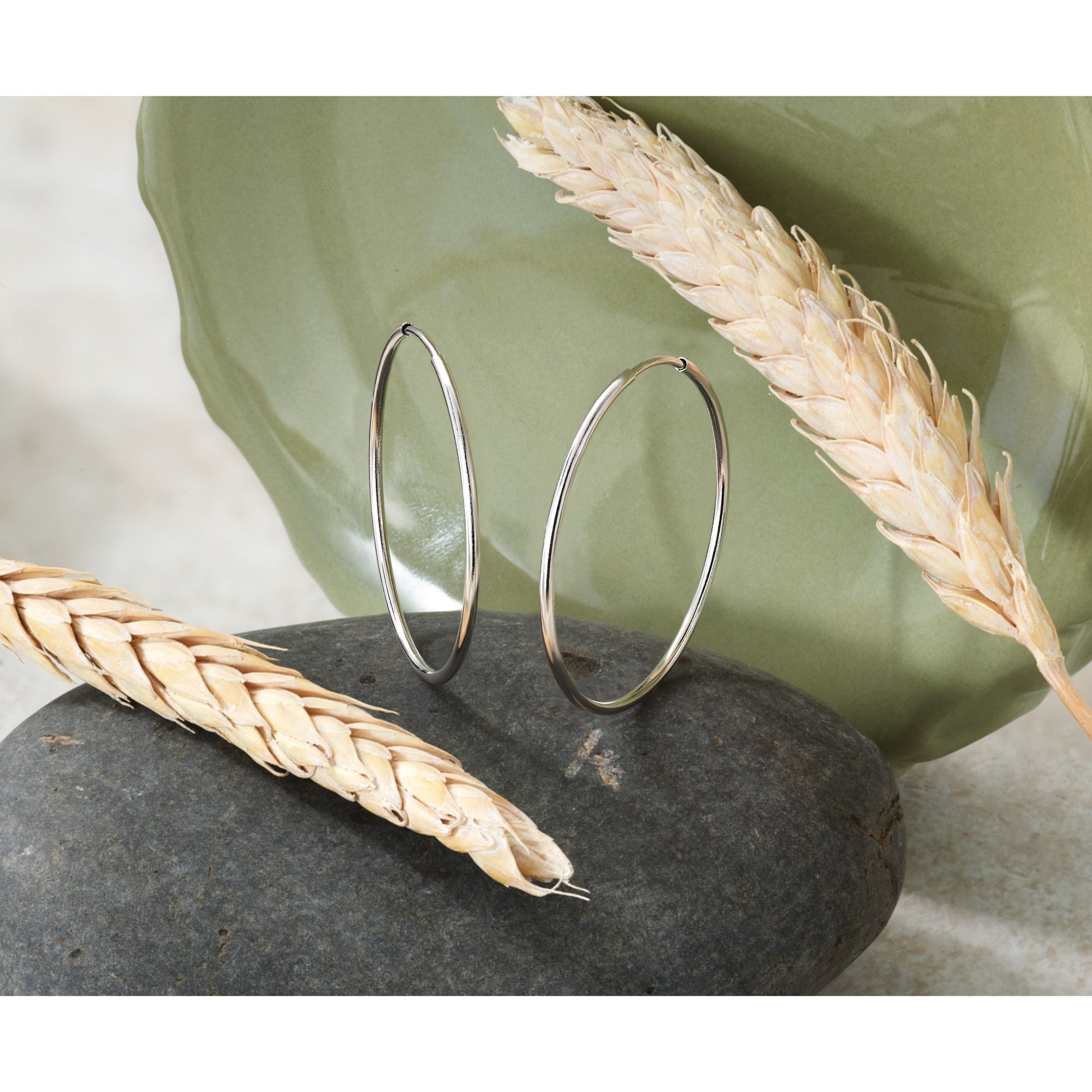 14k White Gold 1.2x30mm Polished Endless Tube Hoop Earrings