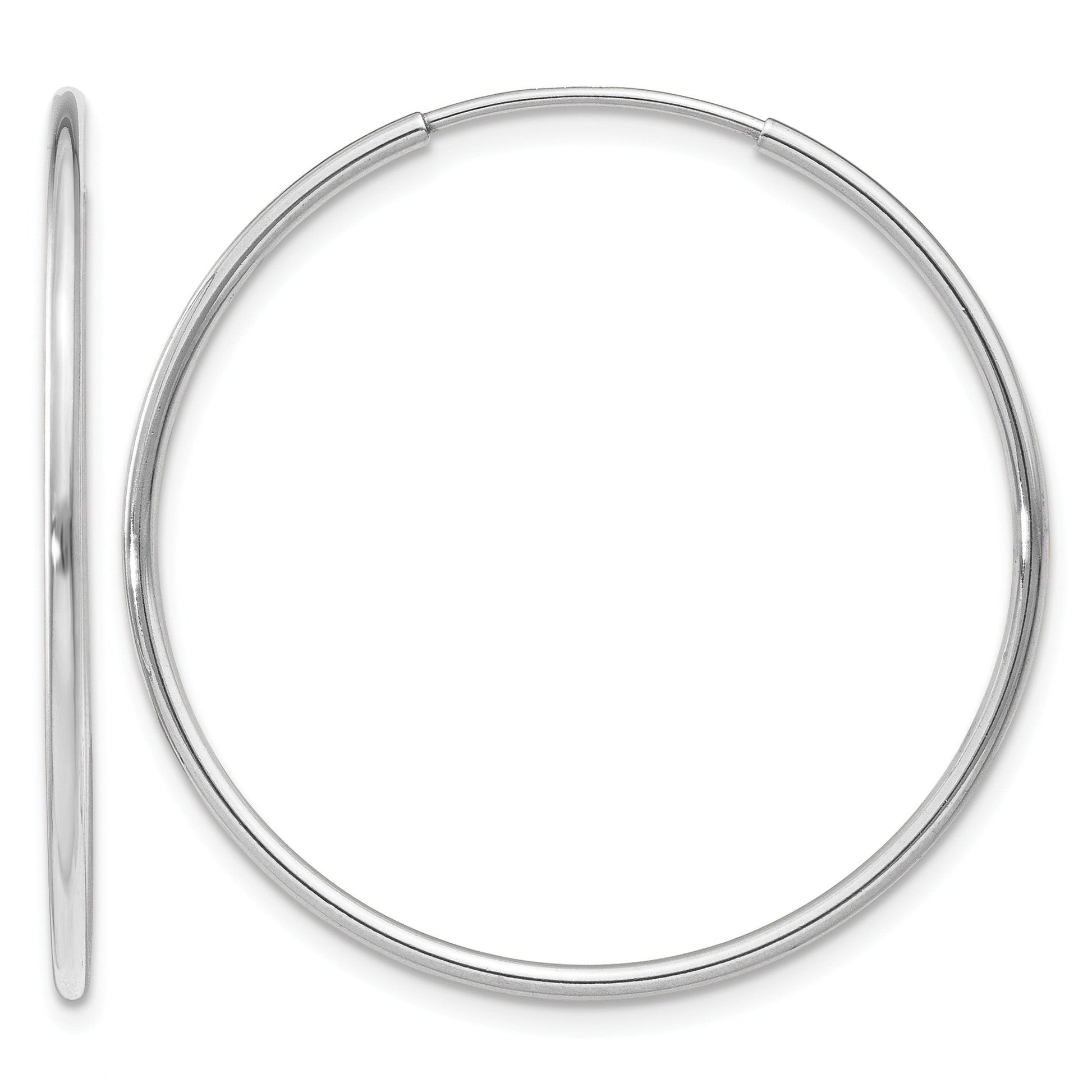 14k White Gold 1.2x30mm Polished Endless Tube Hoop Earrings