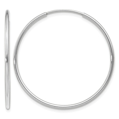 14k White Gold 1.2x30mm Polished Endless Tube Hoop Earrings