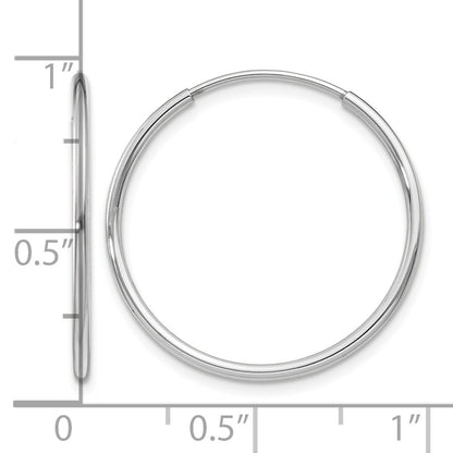 14k White Gold 1.2x25mm Polished Endless Tube Hoop Earrings