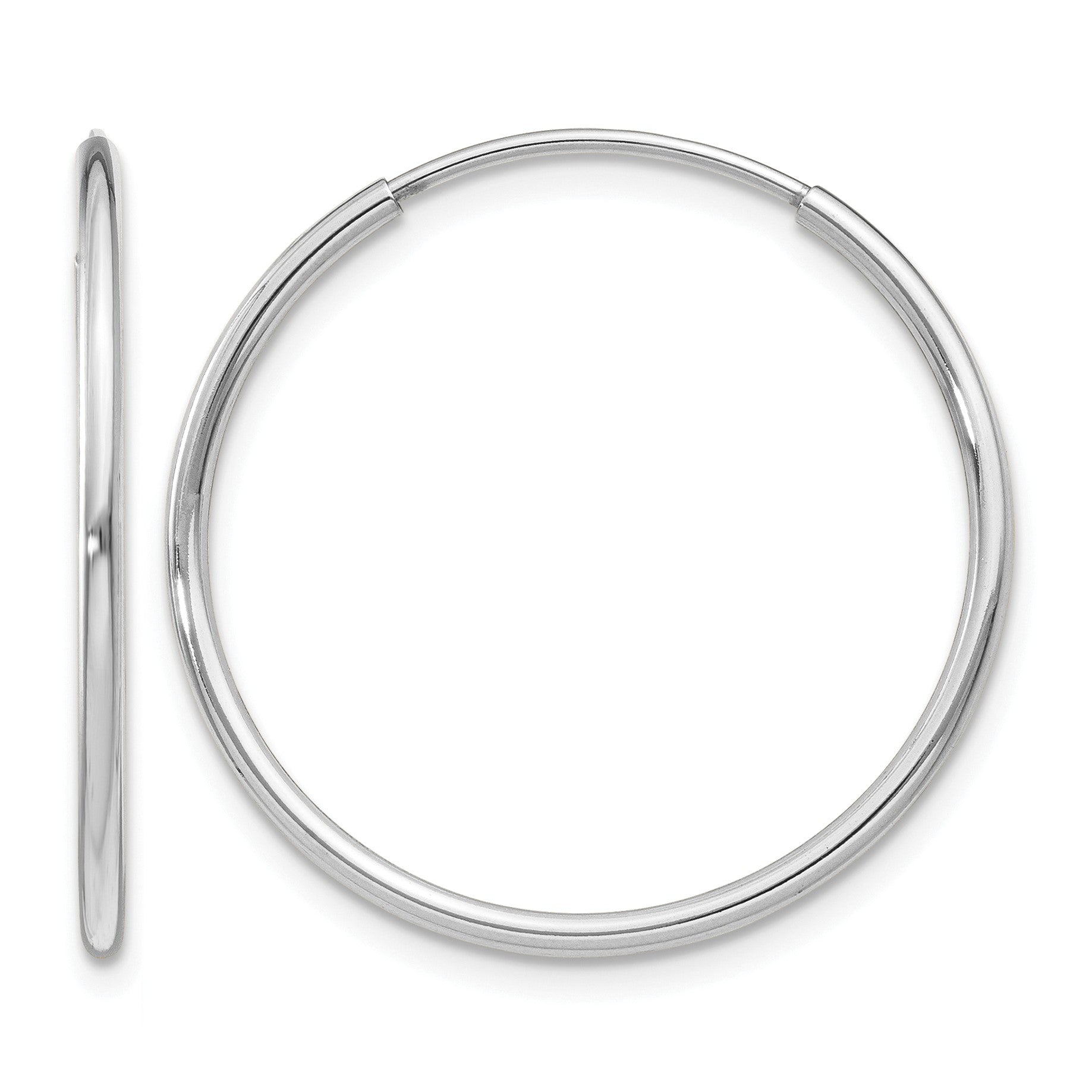 14k White Gold 1.2x25mm Polished Endless Tube Hoop Earrings