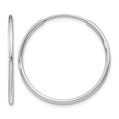 14k White Gold 1.2x25mm Polished Endless Tube Hoop Earrings