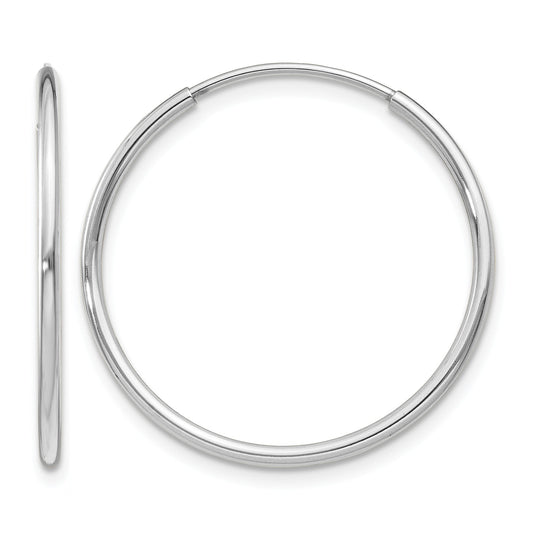14k White Gold 1.2x25mm Polished Endless Tube Hoop Earrings