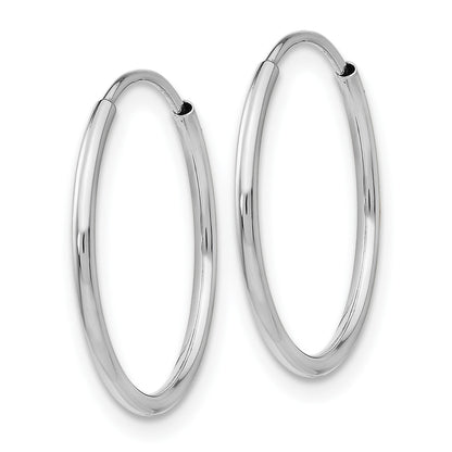 14k White Gold 1.2x20mm Polished Endless Tube Hoop Earrings