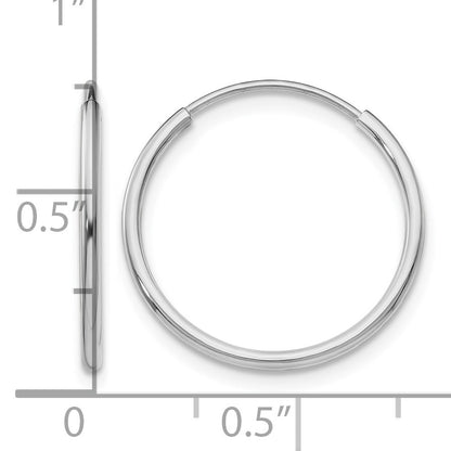 14k White Gold 1.2x20mm Polished Endless Tube Hoop Earrings