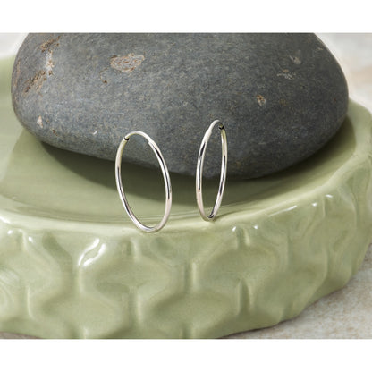 14k White Gold 1.2x20mm Polished Endless Tube Hoop Earrings