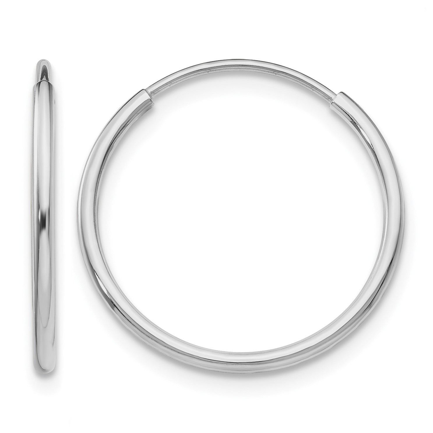 14k White Gold 1.2x20mm Polished Endless Tube Hoop Earrings