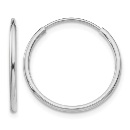 14k White Gold 1.2x20mm Polished Endless Tube Hoop Earrings