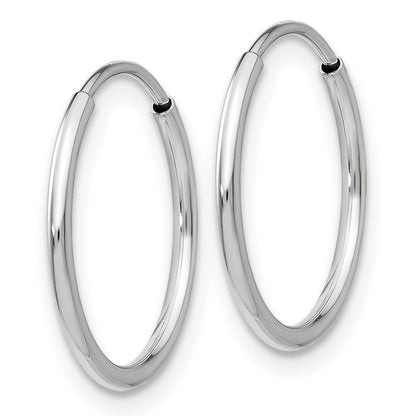 14k White Gold 1.2x16mm Polished Endless Tube Hoop Earrings