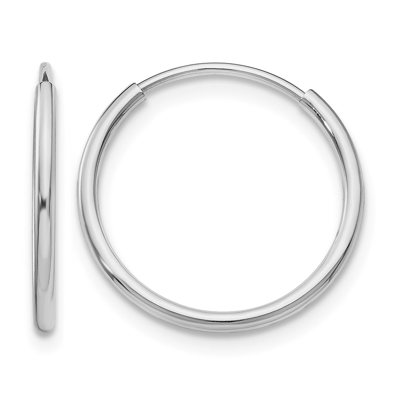 14k White Gold 1.2x16mm Polished Endless Tube Hoop Earrings