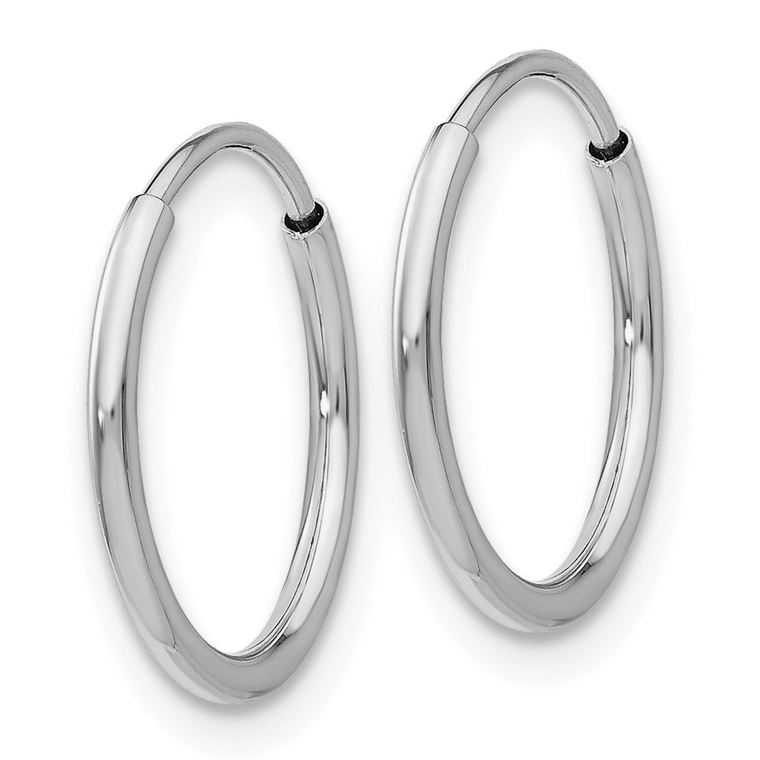 14k White Gold 1.2x14mm Polished Endless Tube Hoop Earrings