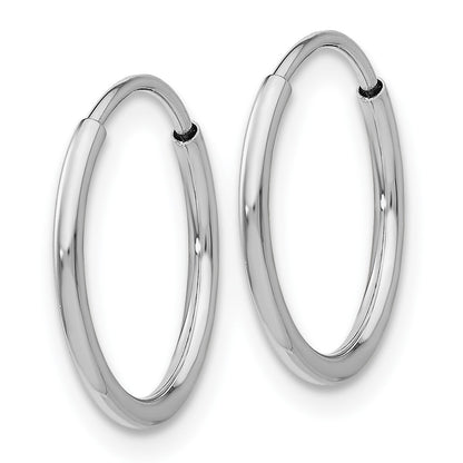 14k White Gold 1.2x14mm Polished Endless Tube Hoop Earrings