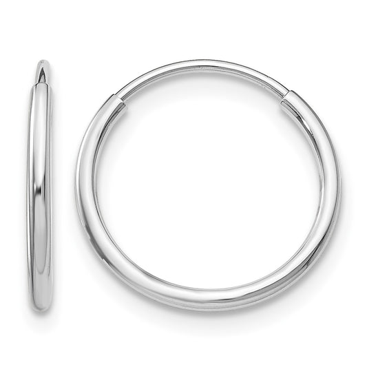 14k White Gold 1.2x14mm Polished Endless Tube Hoop Earrings