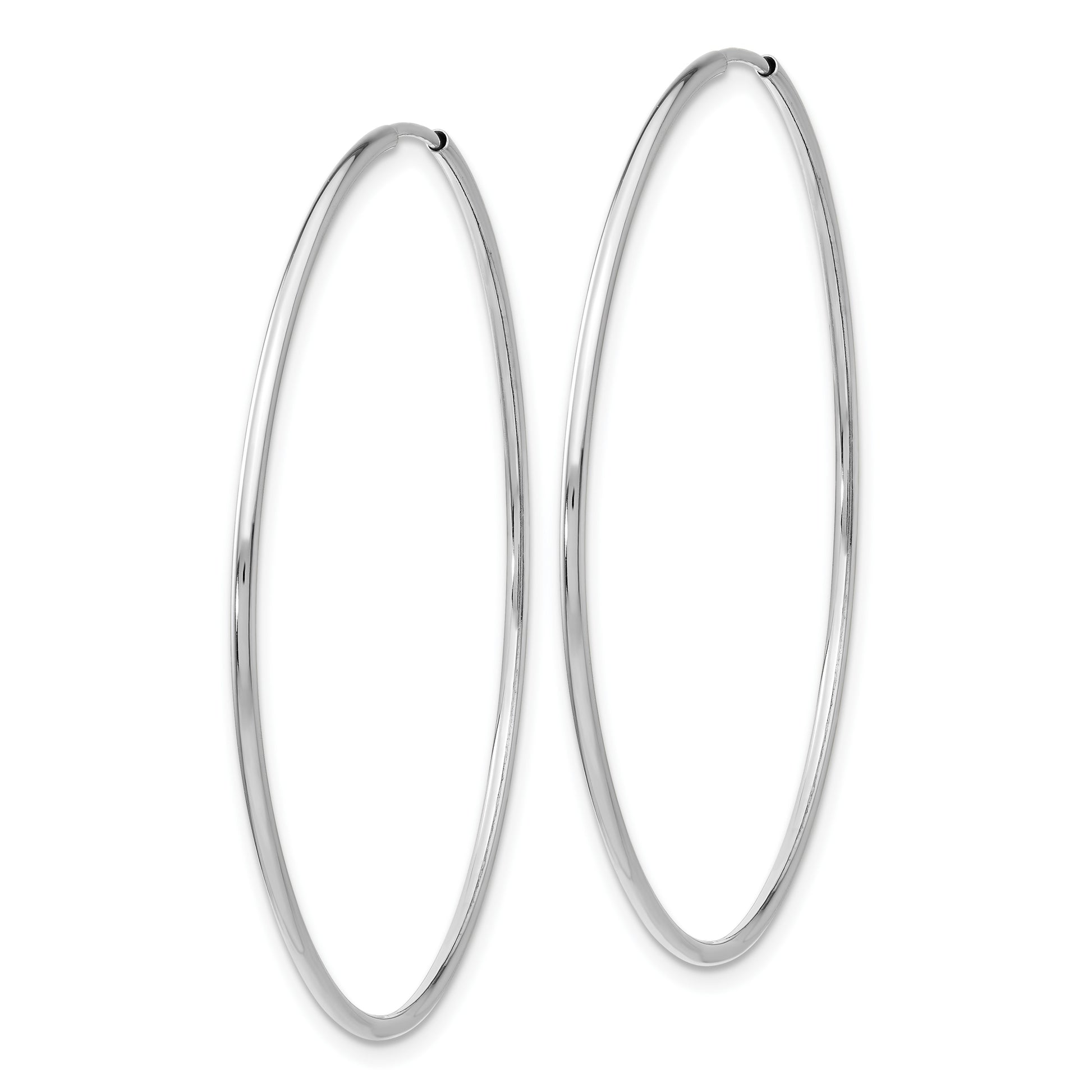 14k White Gold 1.2x46mm Polished Endless Tube Hoop Earrings