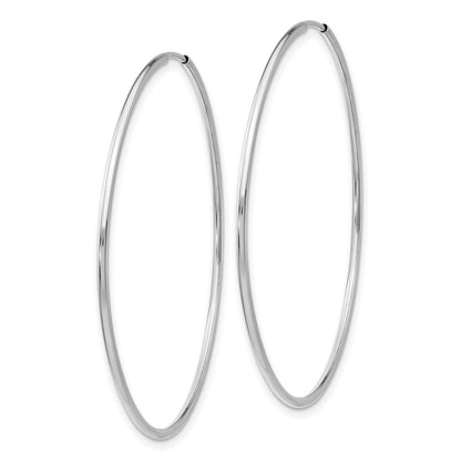 14k White Gold 1.2x46mm Polished Endless Tube Hoop Earrings