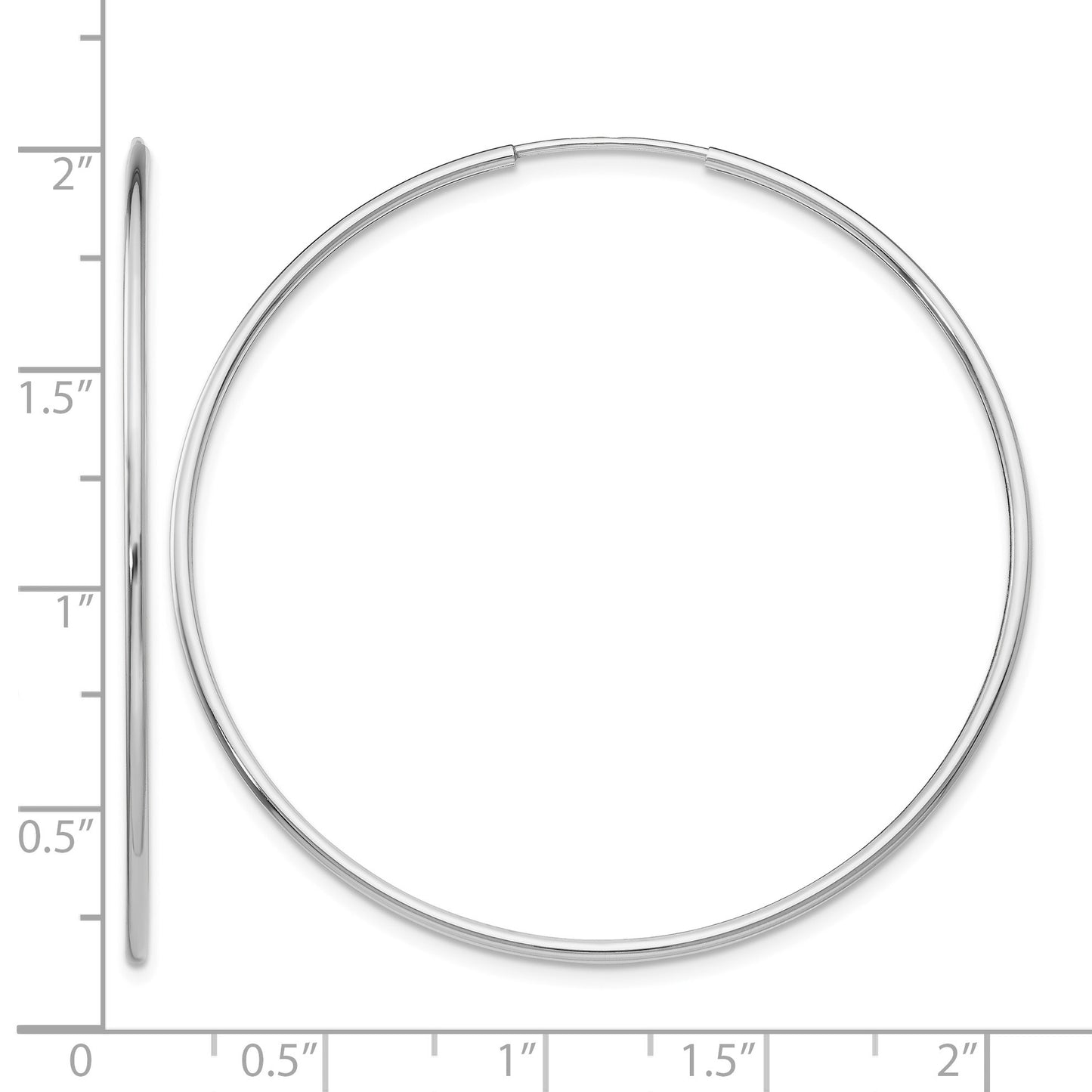 14k White Gold 1.2x46mm Polished Endless Tube Hoop Earrings