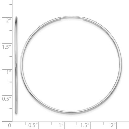 14k White Gold 1.2x46mm Polished Endless Tube Hoop Earrings