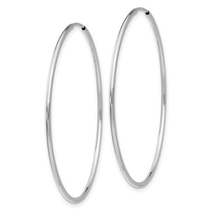 14k White Gold 1.2x40mm Polished Endless Tube Hoop Earrings