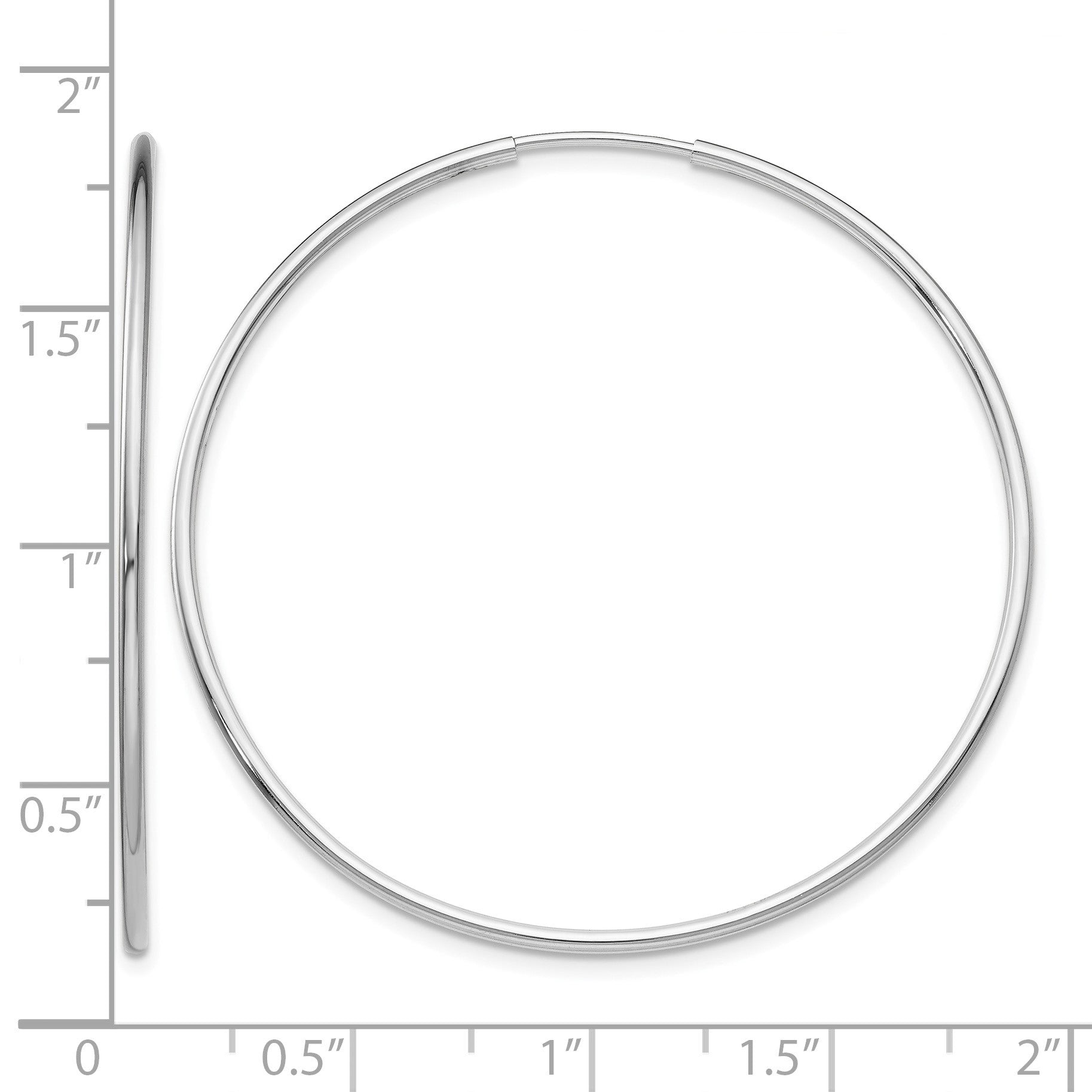 14k White Gold 1.2x40mm Polished Endless Tube Hoop Earrings