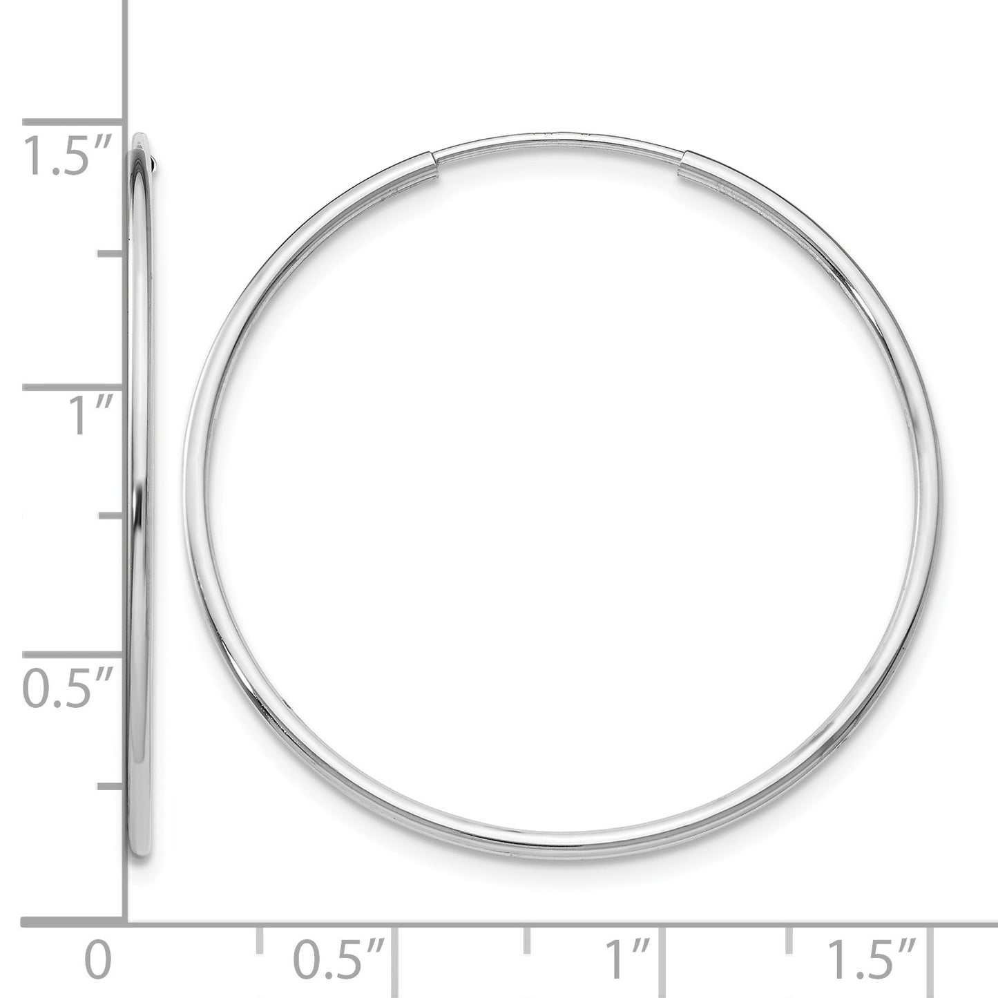 14k White Gold 1.2x34mm Polished Endless Tube Hoop Earrings