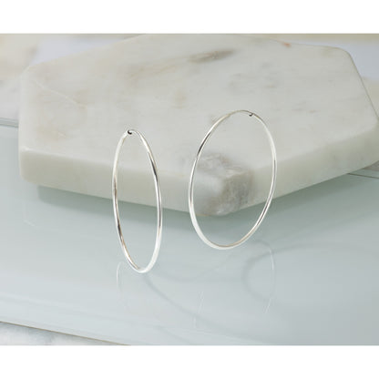 14k White Gold 1.2x34mm Polished Endless Tube Hoop Earrings